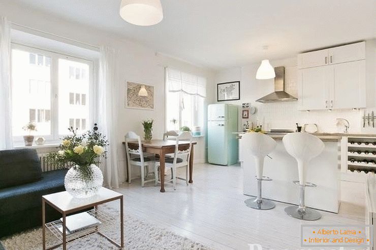 Design kuchyně a obývacího pokoje 20 m².