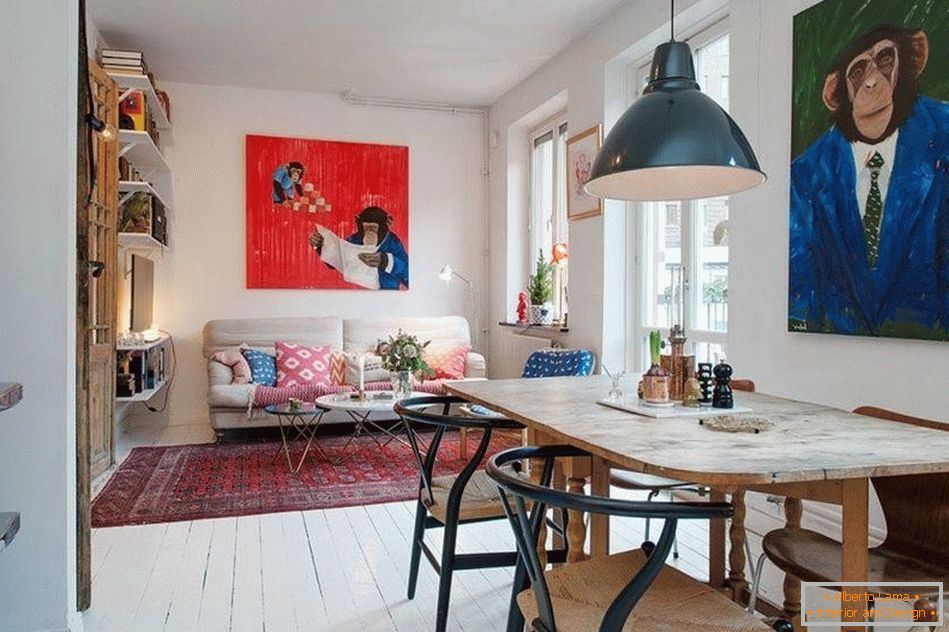 Kuchyně a obývací pokoj ve skandinávském stylu