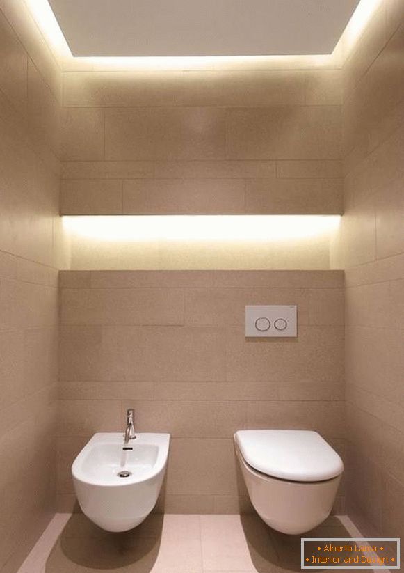 Stylový design toalety s vestavěnými světly
