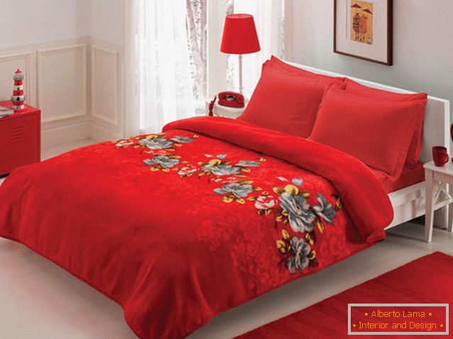 Romantická ložnice v červených barvách