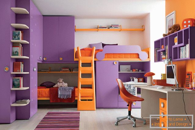 Fialový oranžový design pro děti