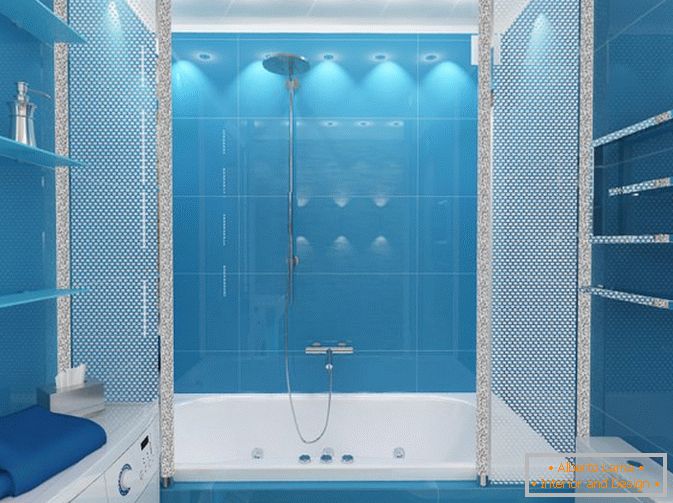 Luxusní design v koupelně v modrých tónech