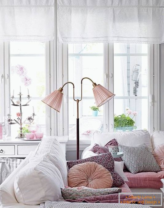 Romantický pastel v designu obývacího pokoje