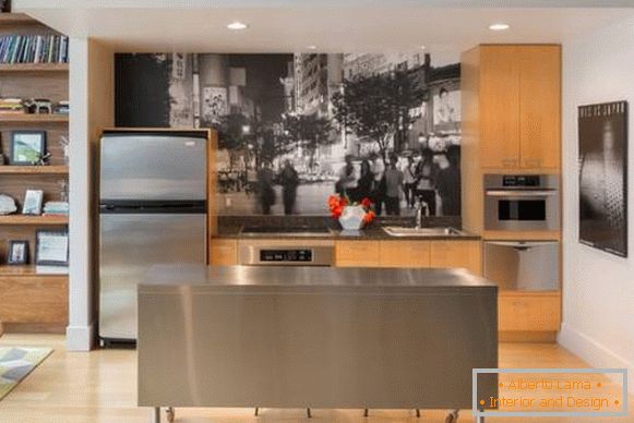 Černá a bílá tapeta na kuchyni - foto 2017 moderní nápady