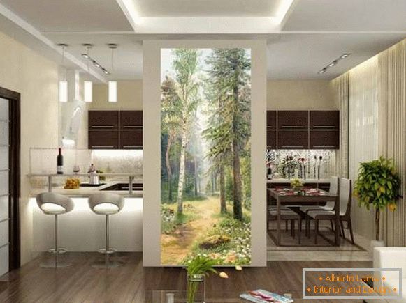 Krásné tapety ve vnitřku kuchyně - les, příroda