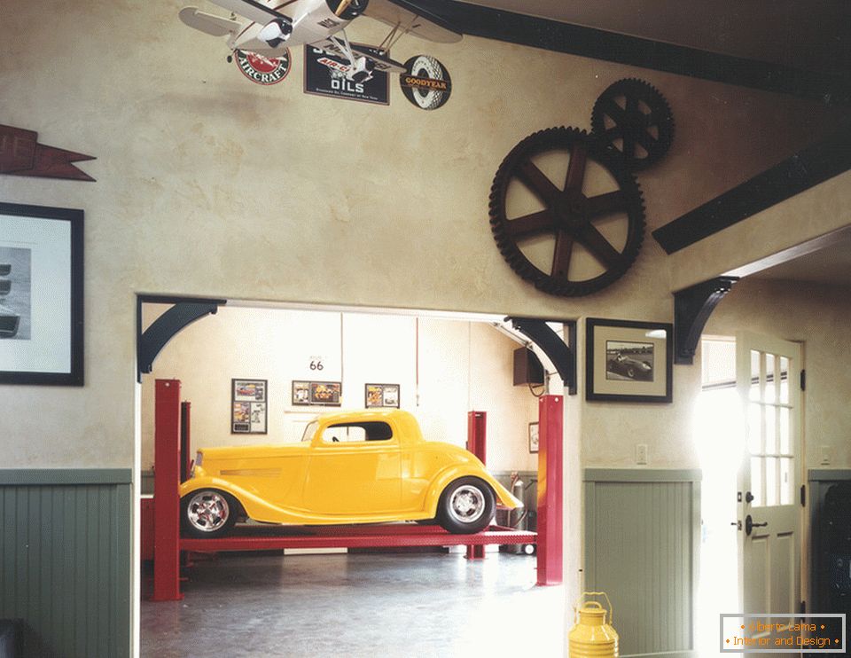 Interiér garáže v retro stylu