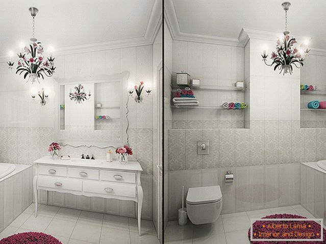 Interiér malé koupelny kombinované s toaletou