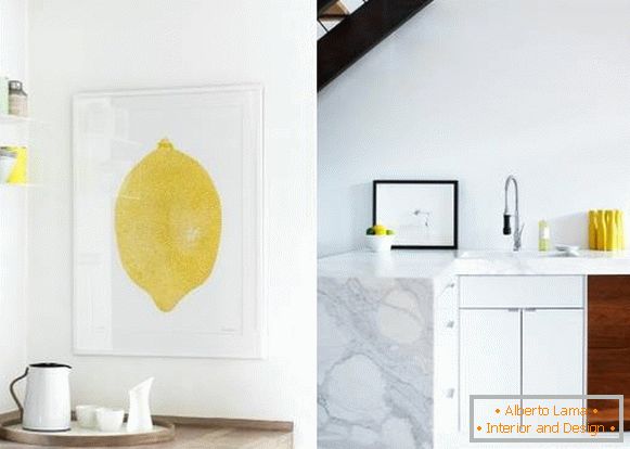 Bledě žlutá barva ve vnitřku domu na fotografii