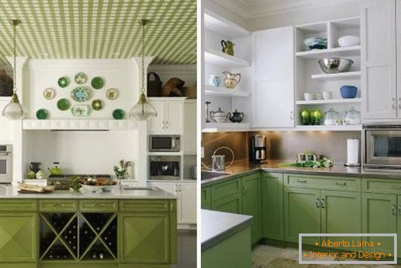 Bílá zelená kuchyně - fotografický design v interiéru