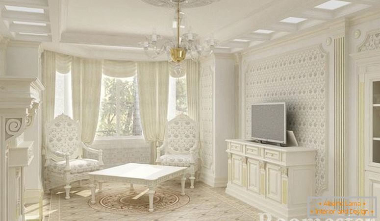 Interiér v impériovém stylu s bílým nábytkem