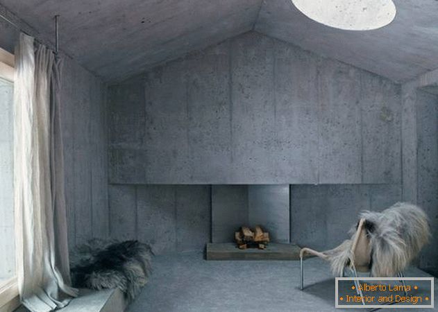 Minimalistický interiér betonového domu