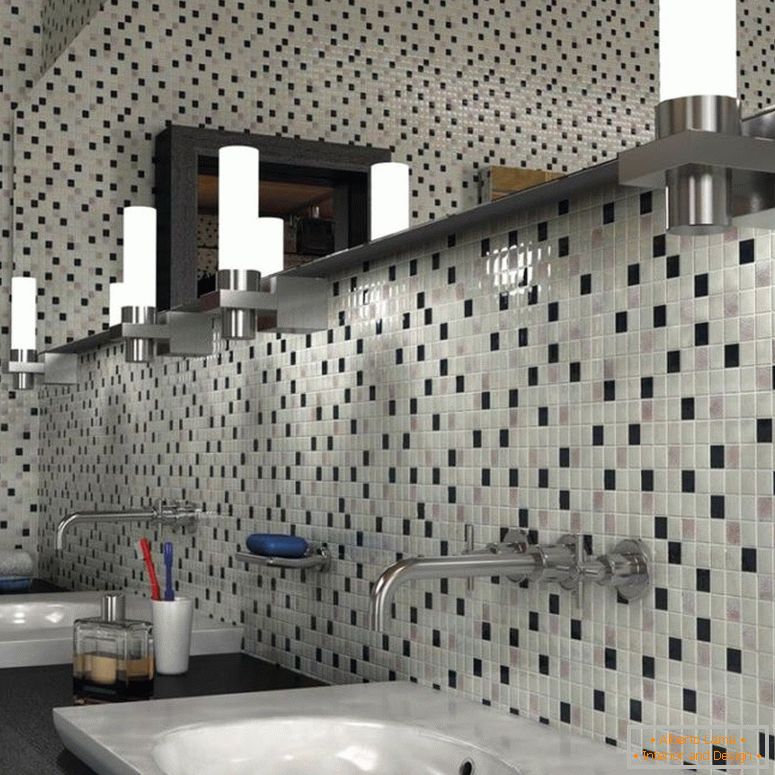 černá a bílá mozaika v dekoraci-koupelna-pokoj
