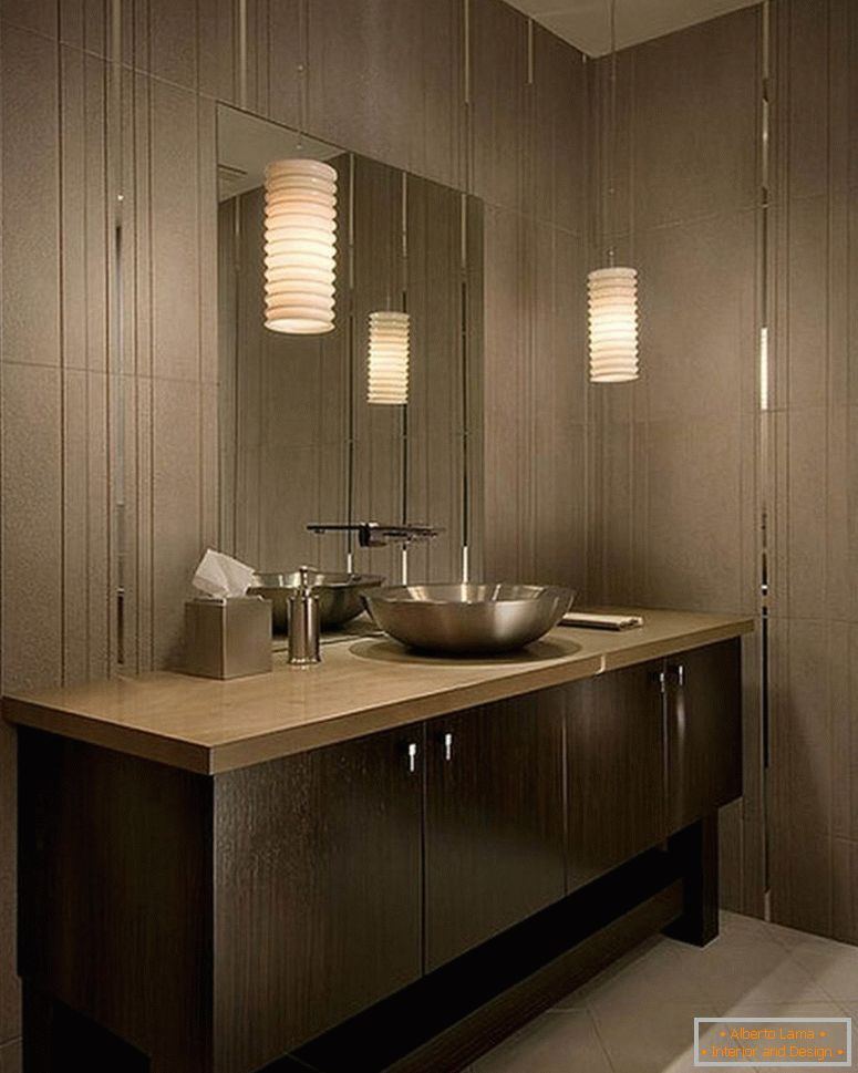 koupelna-hot-obraz-of-béžová-koupelna-dekorace-použití-bílý-válec-úl-koupelna-závěs-lampa-stín-včetně-světlo-šedá-dlažba-koupelna-zdi a kulatý- koupelna-plavidla-dřezy-entra