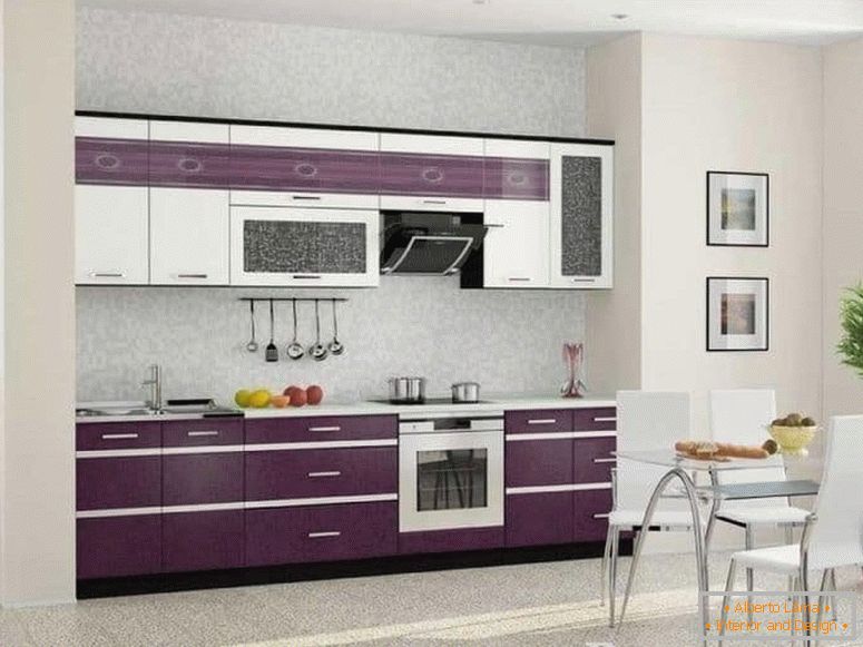 Lilacská kuchyně v minimalistickém stylu
