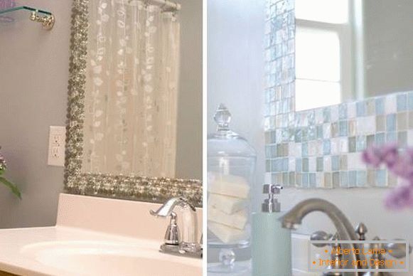 Jak zdobit stěny v koupelně - dekor zrcadla je mozaika