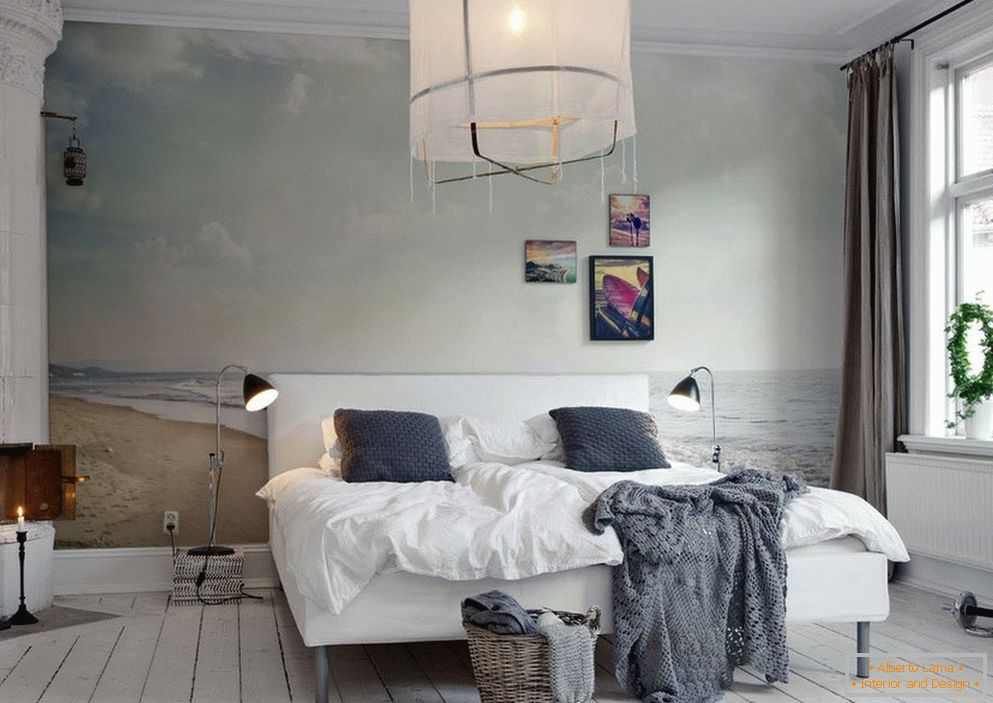Interiér ve skandinávském stylu s lampami