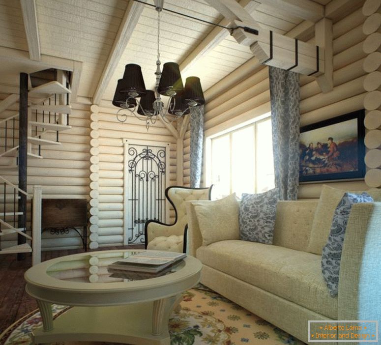 Návrh interiéru v dřevěném domě