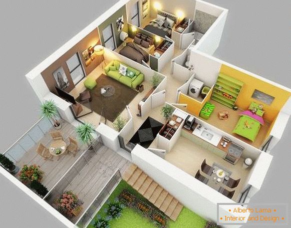 3D projekt soukromého domu s detailním designem pokojů