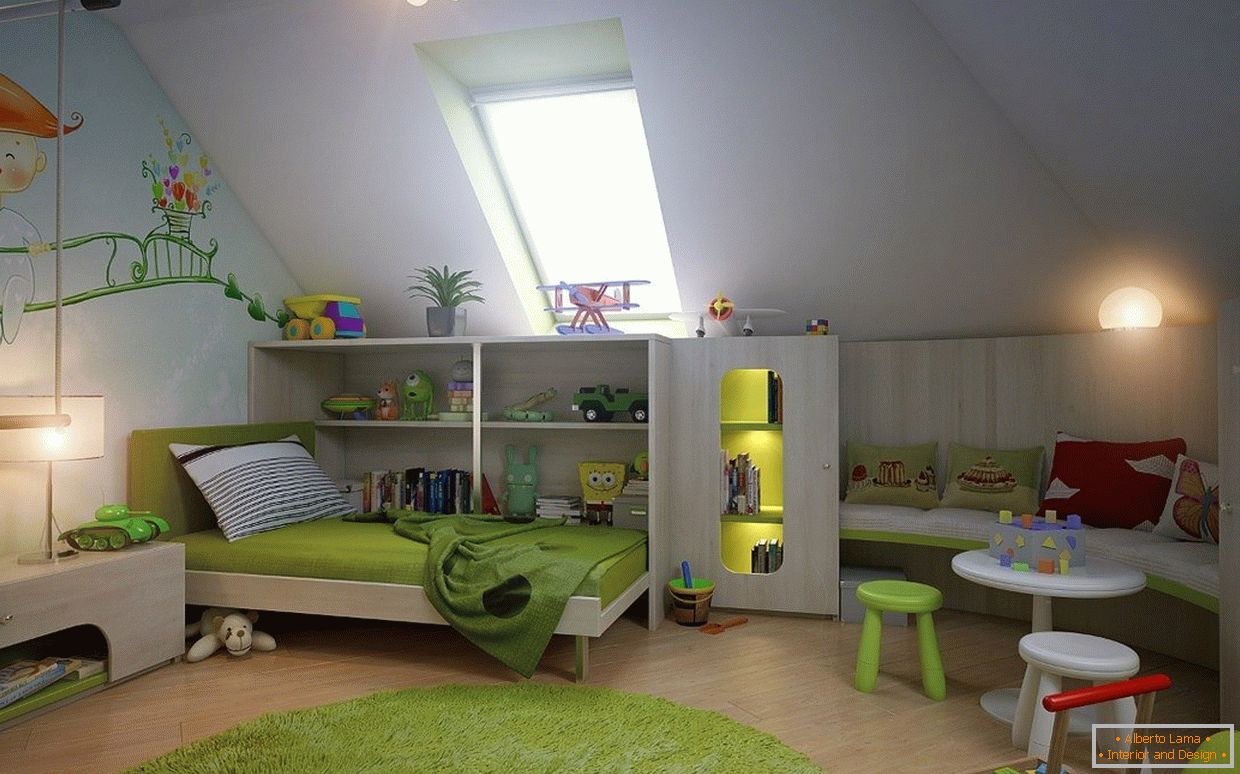 Dětský pokoj v podkroví soukromého domu