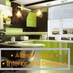 Světlý zelený kuchyňský nábytek