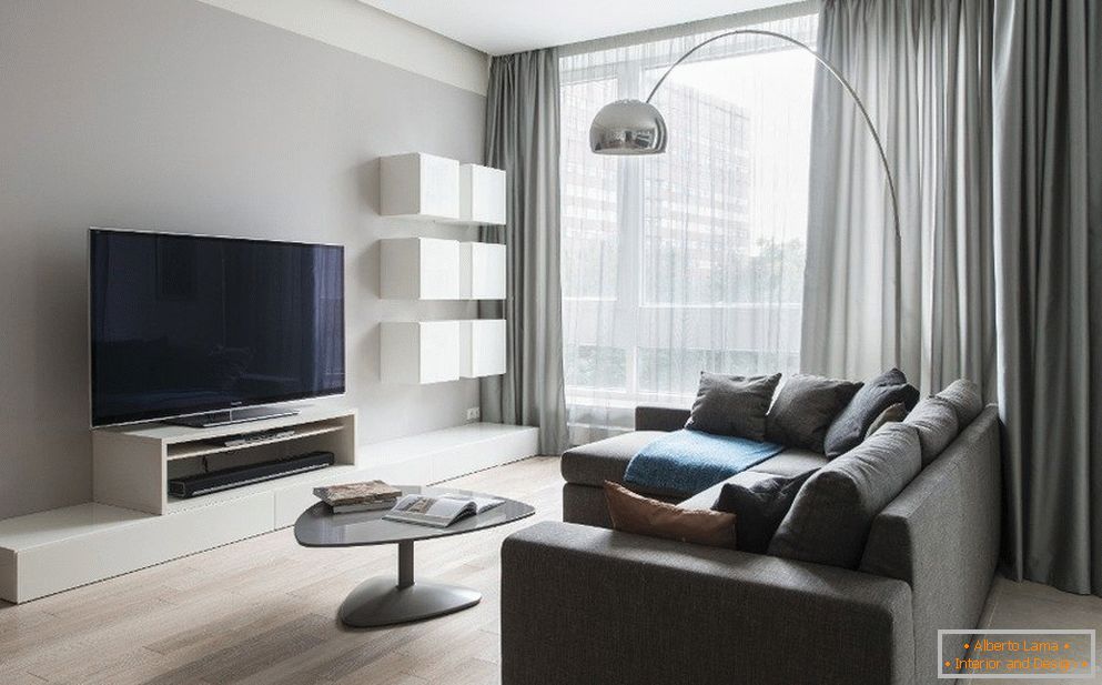 Stylový minimalismus ve vnitřku obývacího pokoje