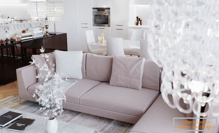 Luxusní, okouzlující design pokoje pro hosty ve stylu art deco se správně zvoleným osvětlením. Art deco styl