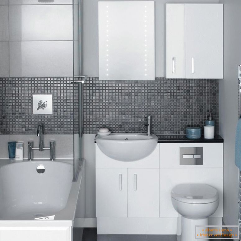 Moderní malá koupelna - nápady - malá koupelová vana - koupelna - zrcadlo s podsvícením