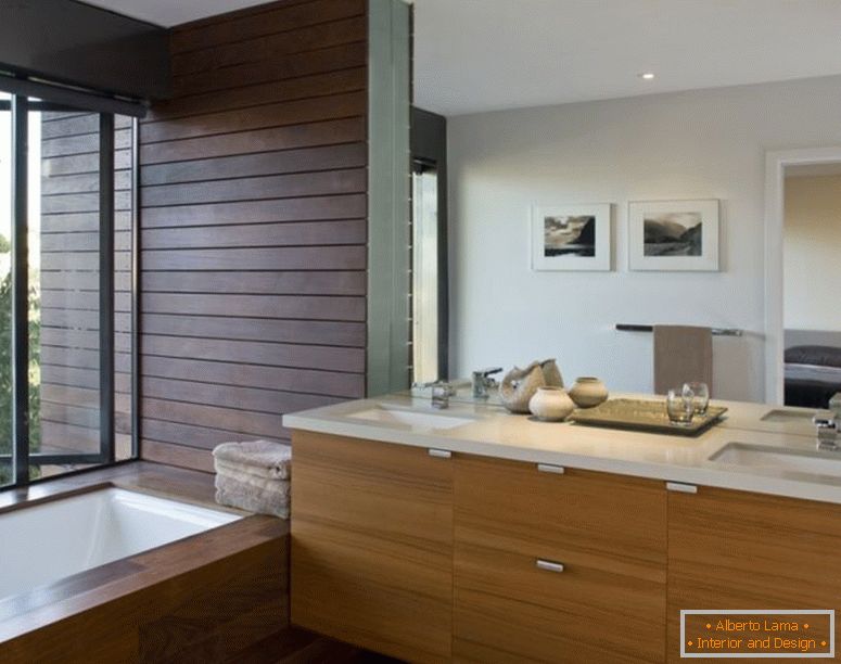 decoration-ideas-interior-adorable-ideas-in-decorating-koupelna-interiér-design-with-cherry-wood-bath-vanity-and-under-mount-sink-with-chrome-faucet-also-rectangular-soaking-bathtub-in-parquet-floori
