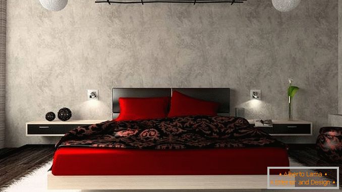 design červené ložnice, foto 10