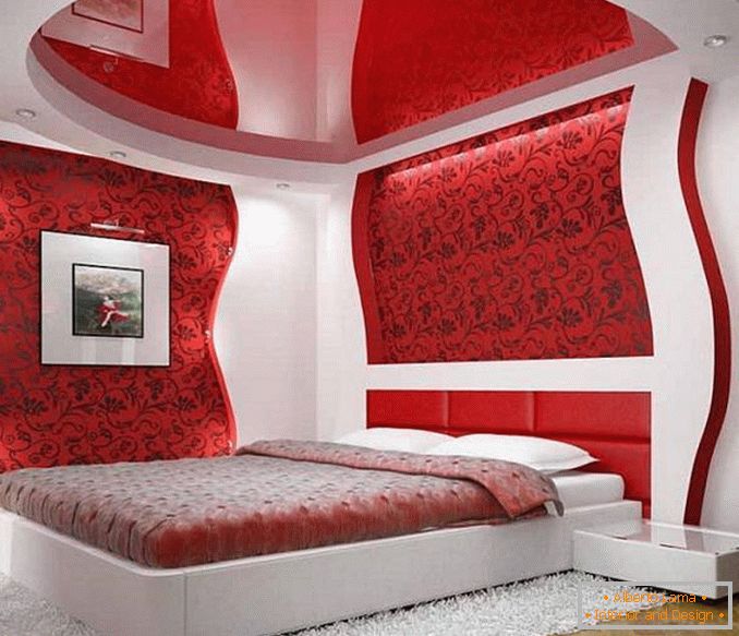 design červené bílé ložnice, foto 14