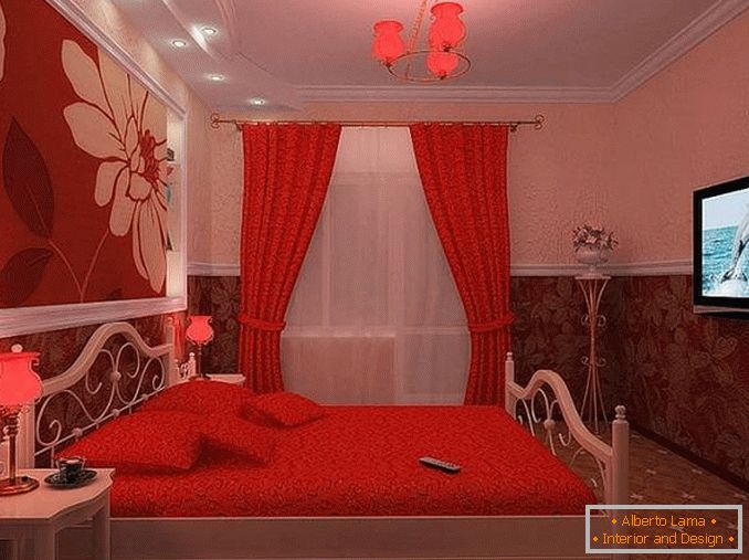 design červené bílé ložnice, foto 15
