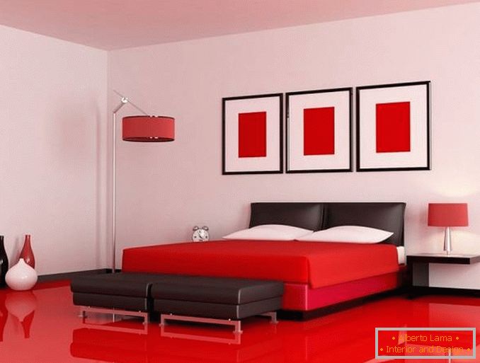 červený design ložnice, foto 25