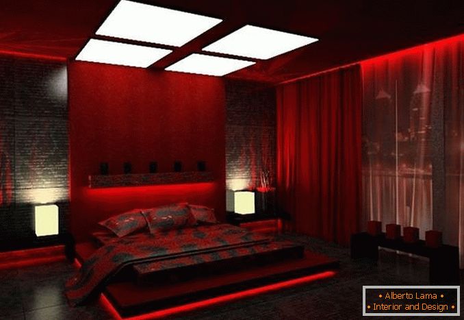červená ložnice design, foto 27