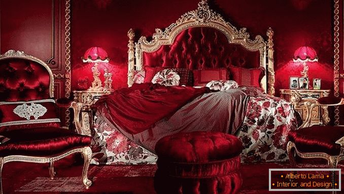 červený design ložnice, foto 3