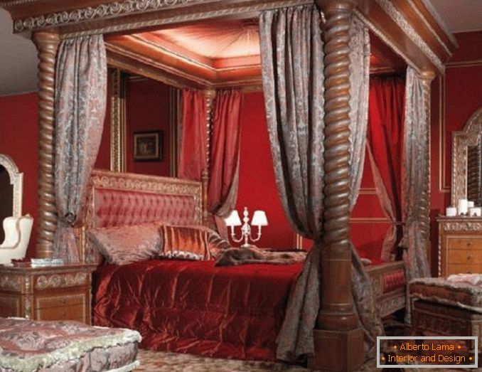ložnice v červeném fotografickém designu, foto 5