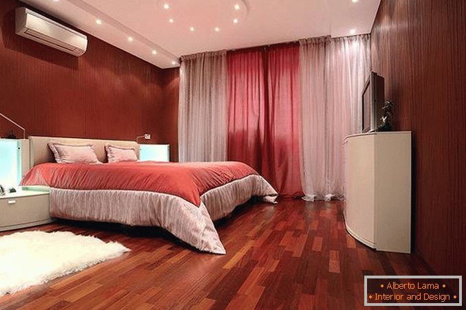 červený design ložnice, foto 9