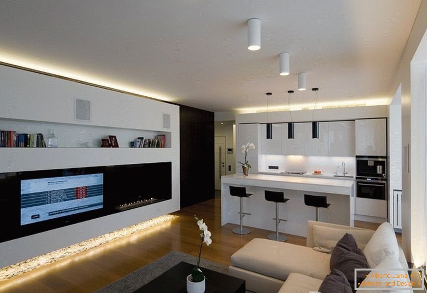 LED osvětlení v obývacím pokoji
