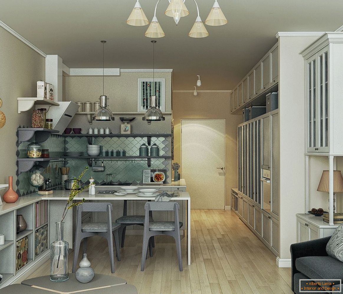 Návrh kuchyně a obývacího pokoje