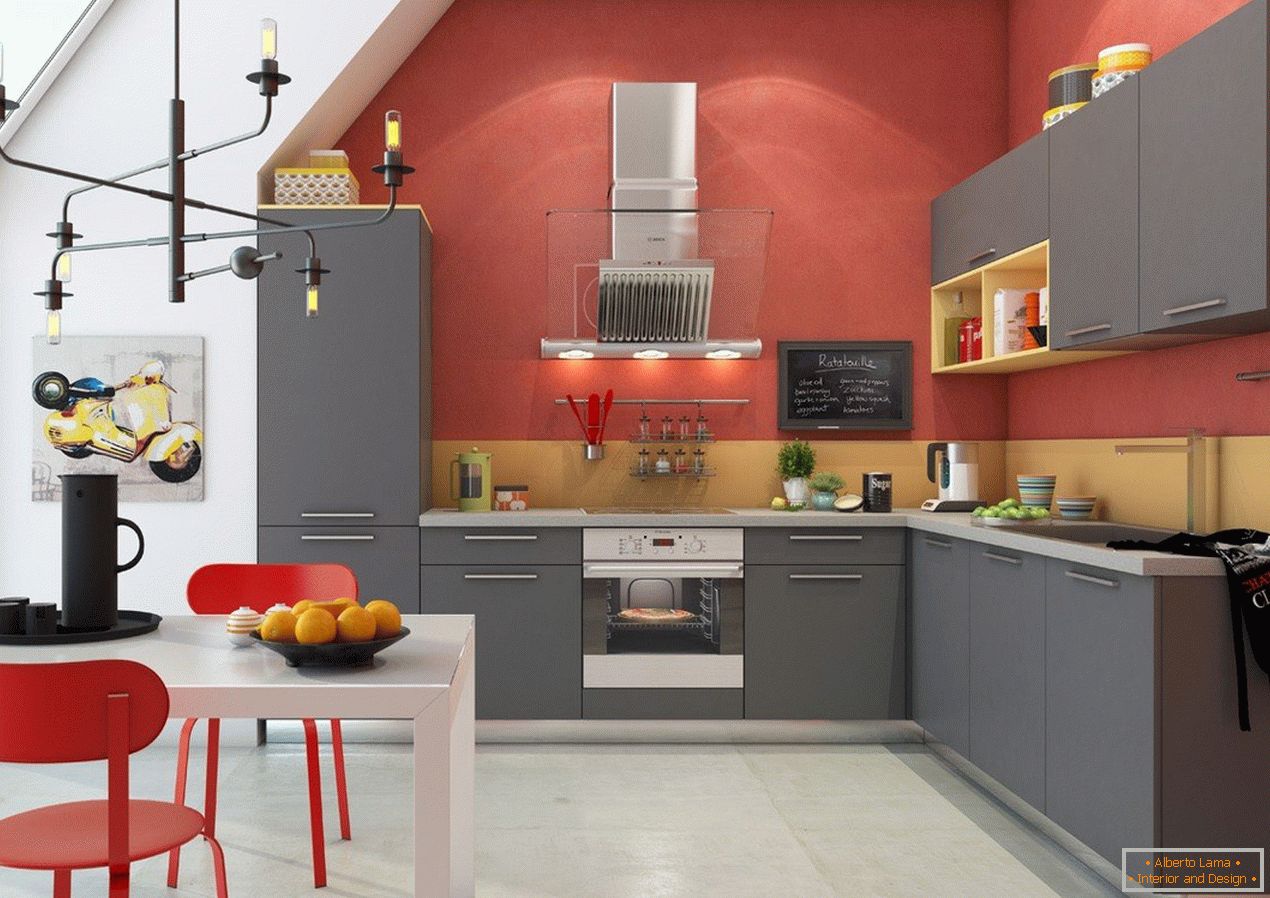 Design kuchyně a jídelny v soukromém domě s panoramatickými okny