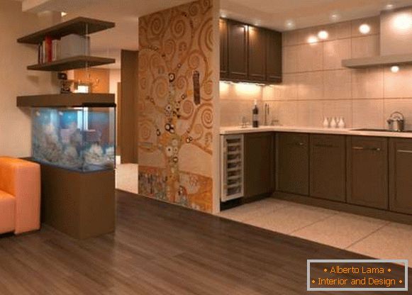 design obývacího pokoje kombinovaného s kuchyní, foto 13
