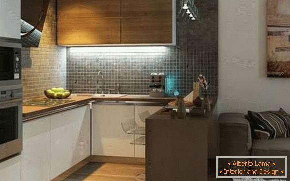 design malého kuchyňského obývacího pokoje, foto 26