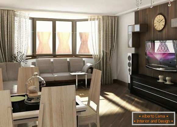 kuchyňský design obývacího pokoje se zámeckým oknem, foto 29