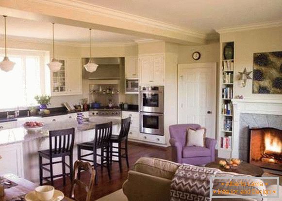 kuchyňský design v kombinaci s obývacím pokojem, foto 35