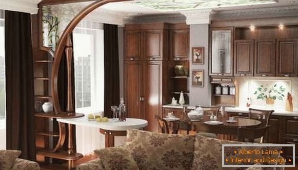 design obývacího pokoje kombinovaného s kuchyní, foto 45
