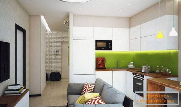 designová kuchyně s pohovkou 18 m2, foto 23