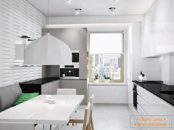 design kuchyně 11 m² s pohovkou, foto 24