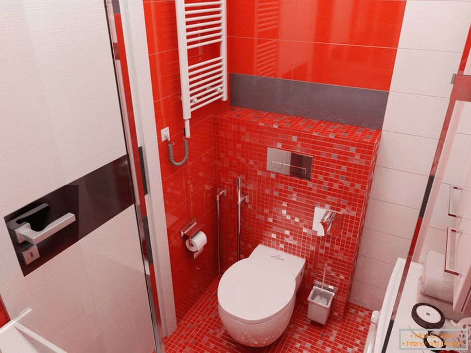 Návrh koupelny s červenými akcenty