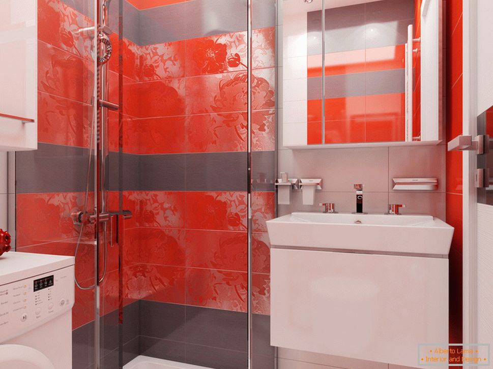 Návrh koupelny s červenými akcenty - фото 2