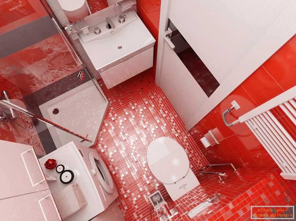 Návrh koupelny s červenými akcenty - фото 4