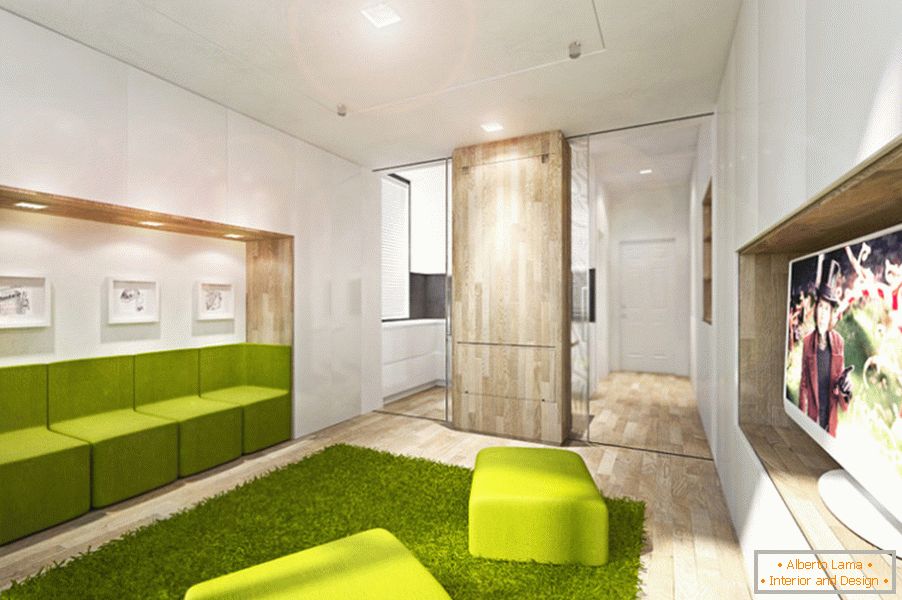 Bytový designový transformátor v jasně zelené barvě